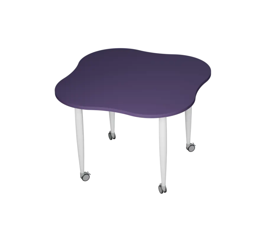 PLAYFORM 225 K modulární hravé stoly, mobilní, výška 750 mm, kovová podnož bílá, deska 25 mm, fialko